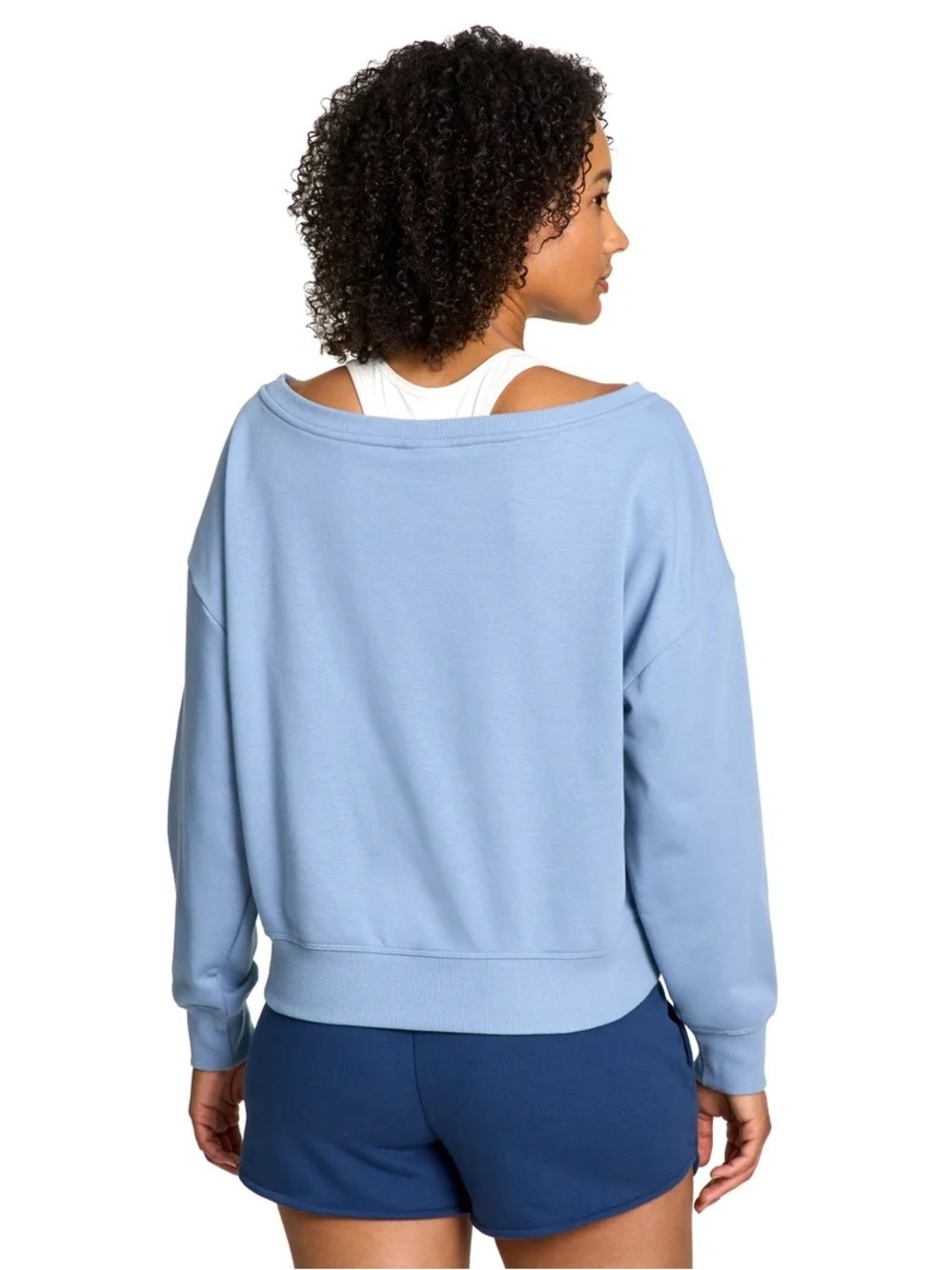 Reebok Women's Dusty Blue Off-Shoulder Pullover Sweatshirt - Picture 2 of 5